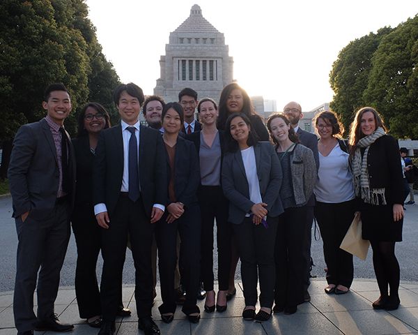 Goldman students in front of Nationa Diet building of Japan
